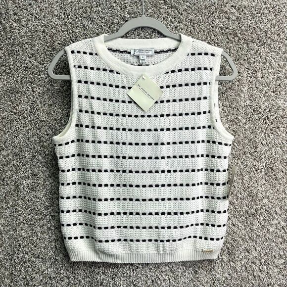 St. John Tops - St. John Sport Tank Top Womens Small by Marie Gray White & Cocoa Brown Knit Slee